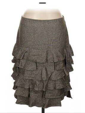 Talbots Charcoal Tiered Ruffle A-Line Skirt